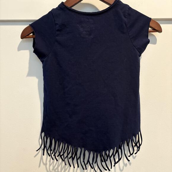 Detroit Tigers Shirt Girl Small 6-8 Blue MLB Baseball Fringe Bow Tiny Turnip Tee - Picture 6 of 9